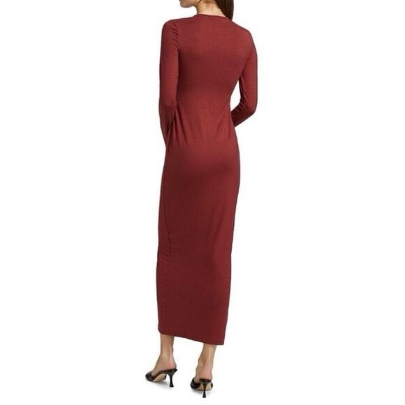 Reformation Tommie Burgundy Long Sleeve Tee Shirt Maxi Dress NWT Size Small - Picture 2 of 8
